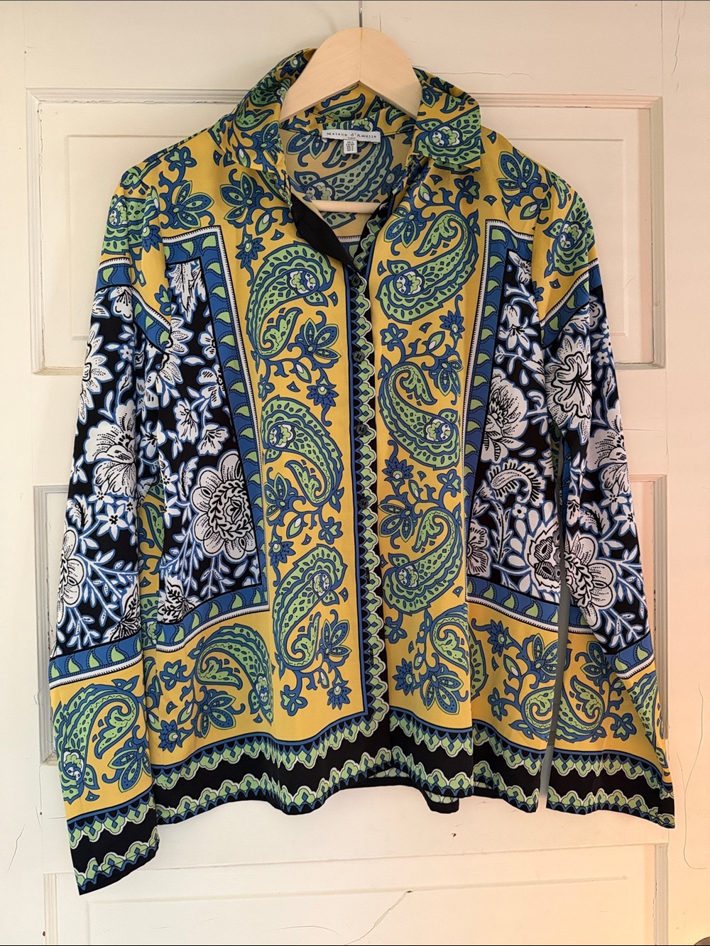 Italian floral Paisley Women's silky blouse.